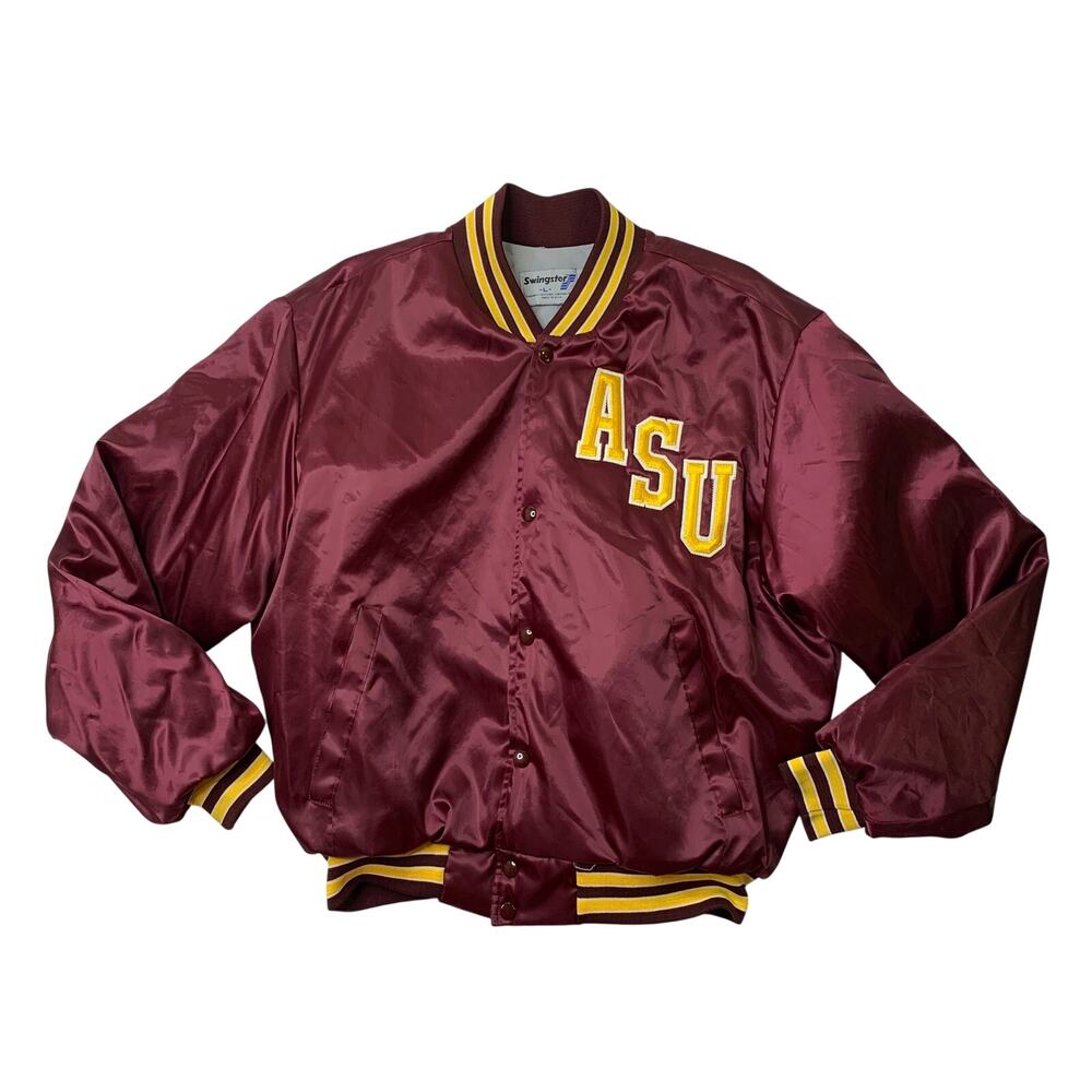 Vintage ASU Sun Devils Jacket Men L Large Varsity Arizona State Bomber Swingster